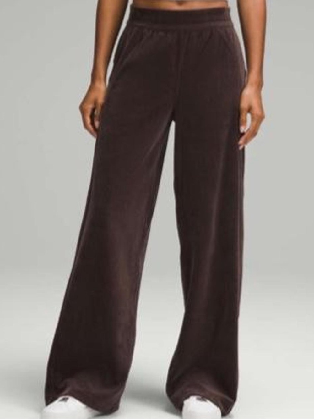 Lululemon Scuba Mid Rise Wide Leg Pant Velour Velvet Cord Espresso Brown